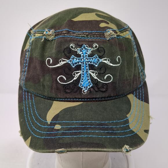 Cross Cadet Army Cap Multicolor One Size Embroidered Camouflage Cow Girl - Picture 2 of 10